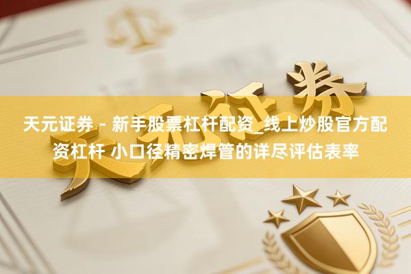 天元证券 - 新手股票杠杆配资_线上炒股官方配资杠杆 小口径精密焊管的详尽评估表率