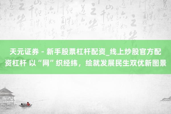 天元证券 - 新手股票杠杆配资_线上炒股官方配资杠杆 以“网”织经纬,绘就发展民生双优新图景