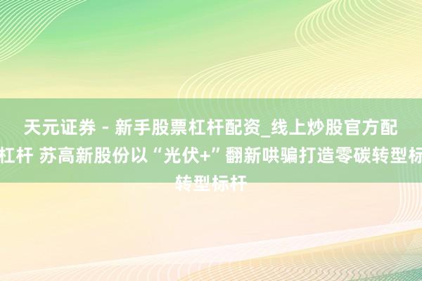 天元证券 - 新手股票杠杆配资_线上炒股官方配资杠杆 苏高新股份以“光伏+”翻新哄骗打造零碳转型标杆